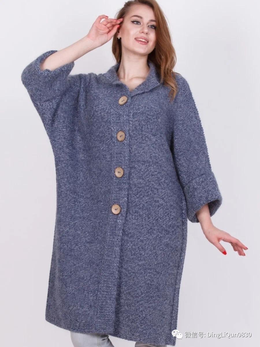 针织开衫中长款编织图,两种颜色的针织开衫编织教程