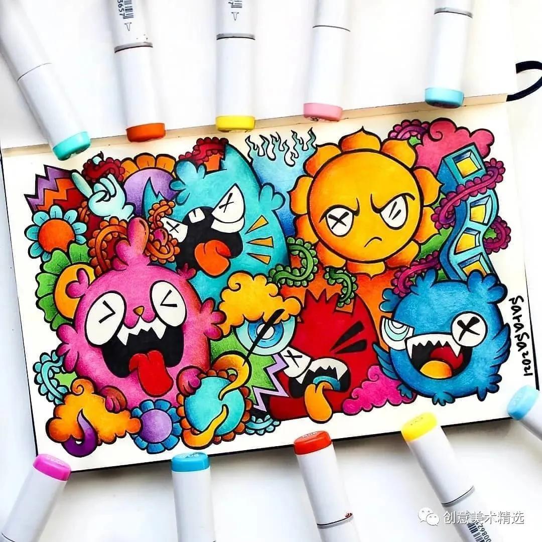 40张美术老师心心念念想画的线描作品，几何与线条的碰撞！