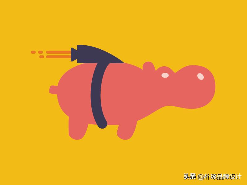 张开血盆大嘴IP动物形象河马元素logo创意集锦