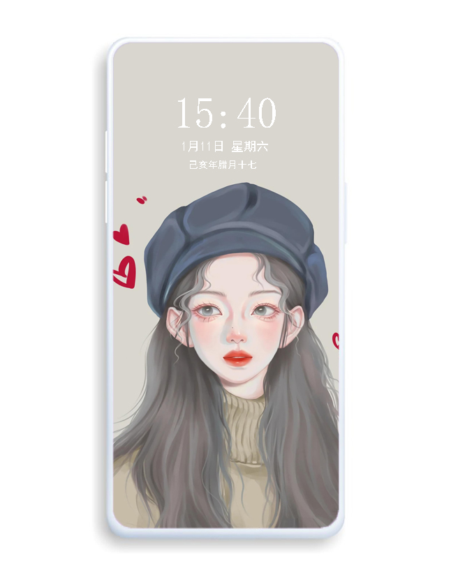 高级感壁纸女生插画,少女的柔情插画壁纸