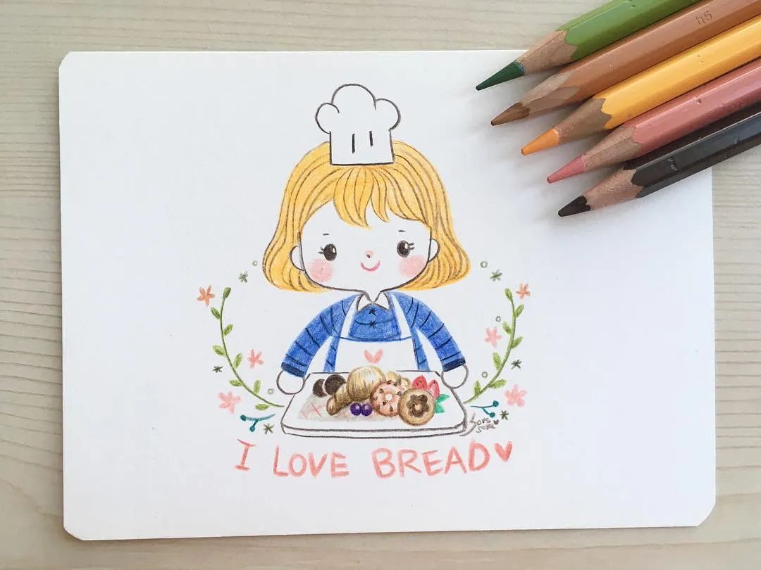 彩铅绘画7-15岁简笔画可爱又简单,可爱彩铅简笔画简单的少女