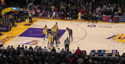 湖人战胜猛龙里弗斯晃倒,步行者进攻集锦