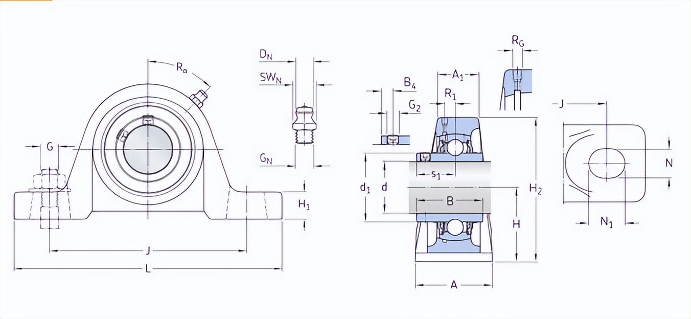 雷沃收割机免维护刀头轴承,收割机滚筒用免维护轴承