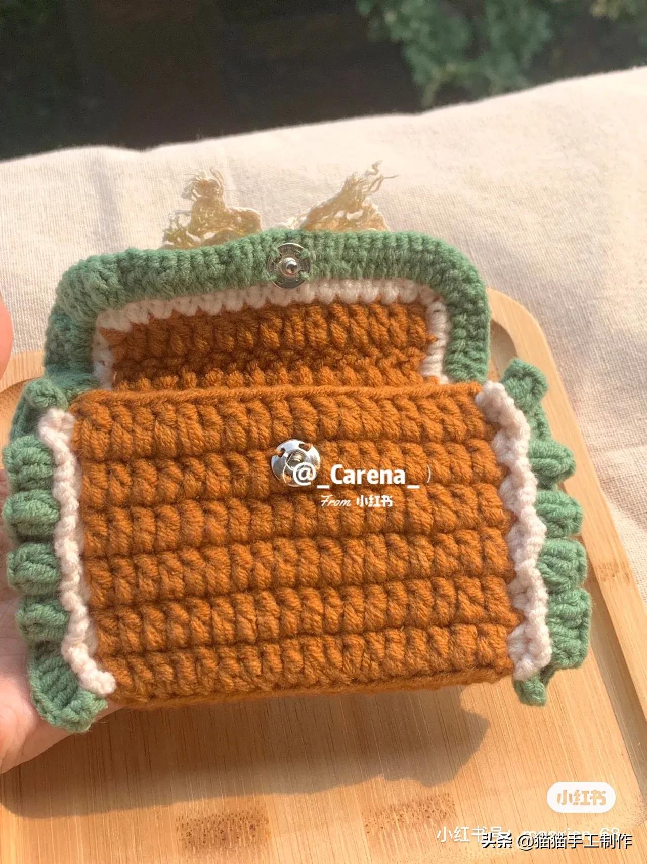 森系零钱包包钩织教程来喽，有图解呦