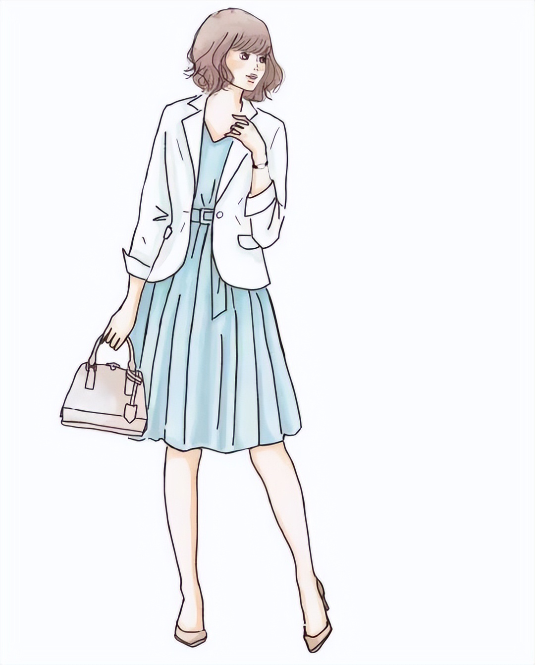 四种不同风格的穿搭手绘,日系手绘风格穿搭
