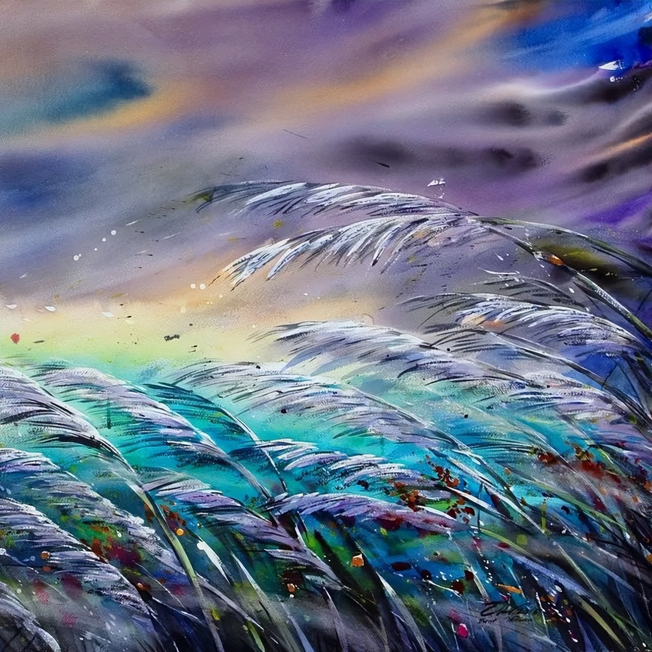 泰国水彩,泰国水彩画家绘画过程