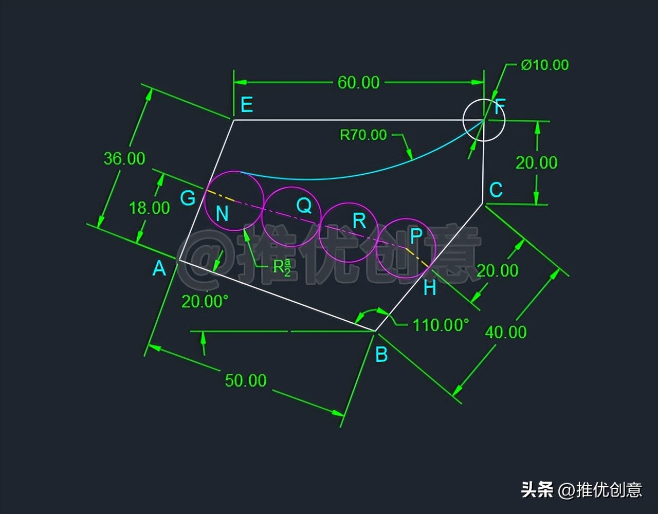 绘制有一定难度的竞赛题(下)autocadcad教学cad画图CAD练习题
