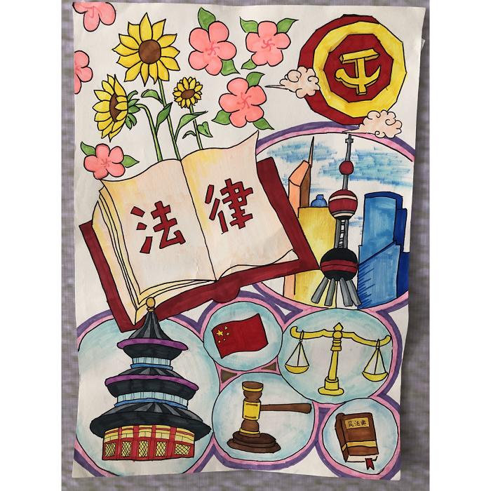 法制安全小学生绘画,法治护航未成年人绘画作品