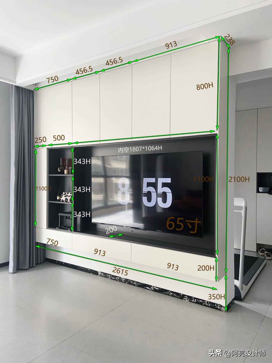实用电视柜设计图大全,75寸电视电视柜尺寸应为多少合适