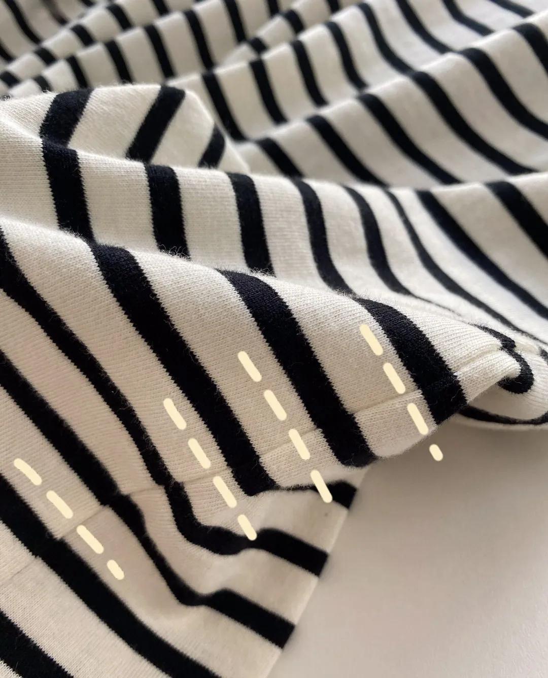 韩系短袖女显瘦,韩国经典百搭方领条纹针织短袖