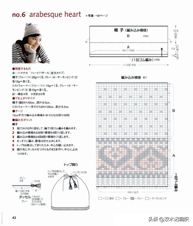 复古提花帽子图解,日系提花帽子