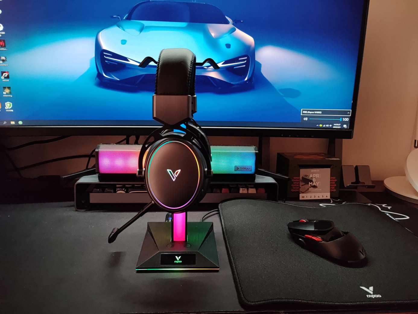 雷柏VH800双模无线RGB游戏耳机,头戴式耳机蓝牙雷柏vh800