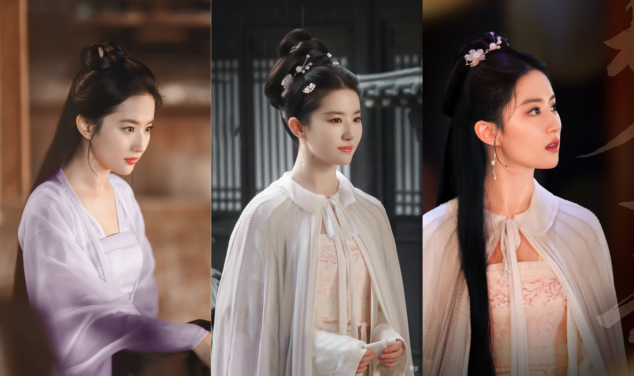 赵丽颖和白鹿同款发型,白鹿赵丽颖长月粉衣换脸造型对比