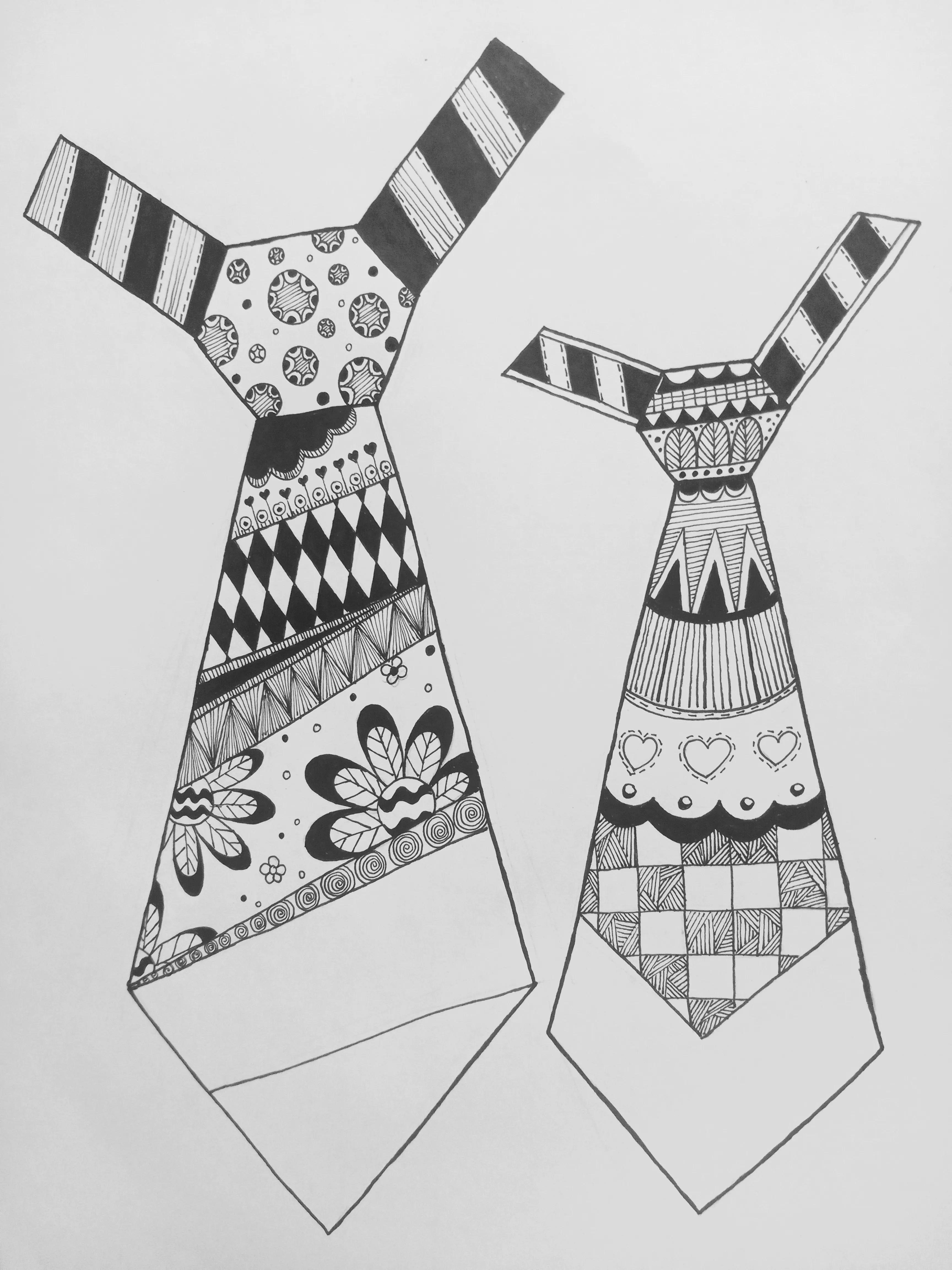 衬衣领带线描画,立体领带板绘怎么画