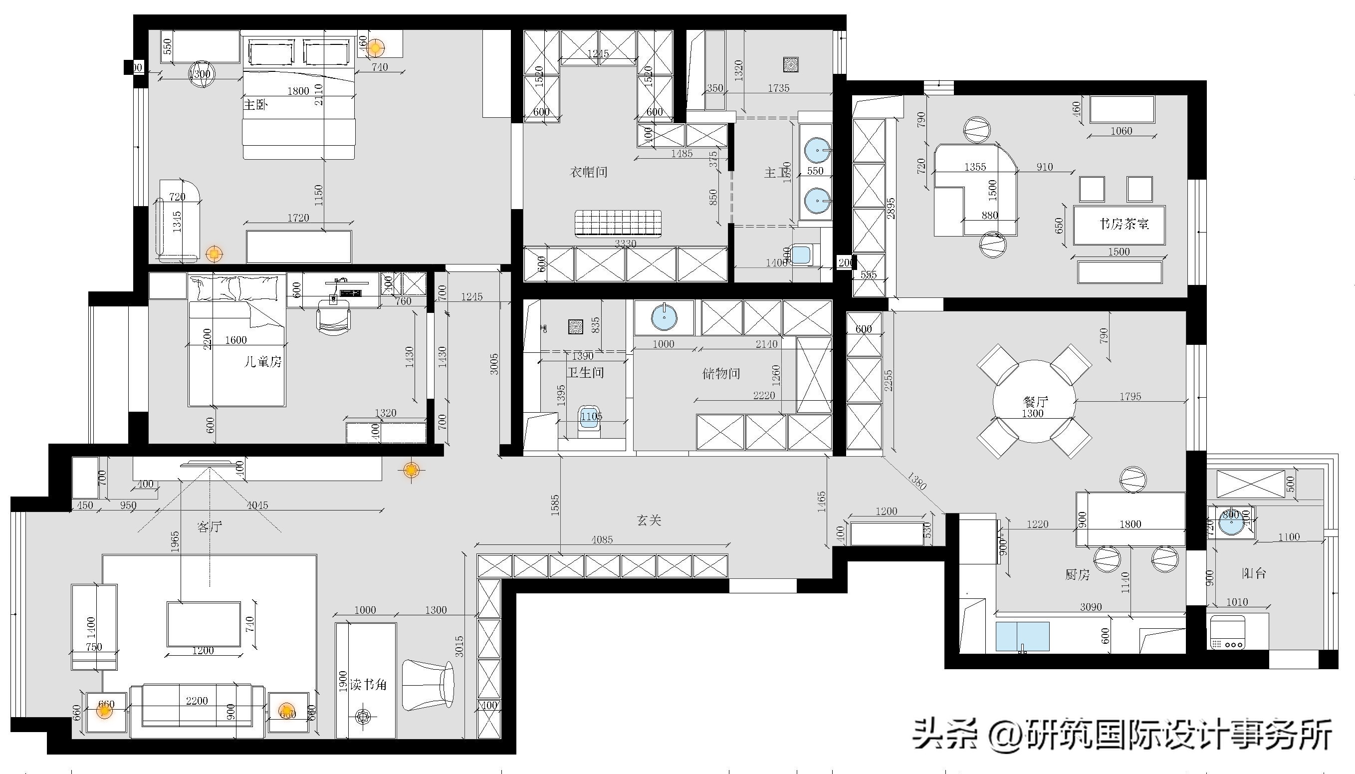 180平中式混搭,经典美式风格家具搭配墙面效果图