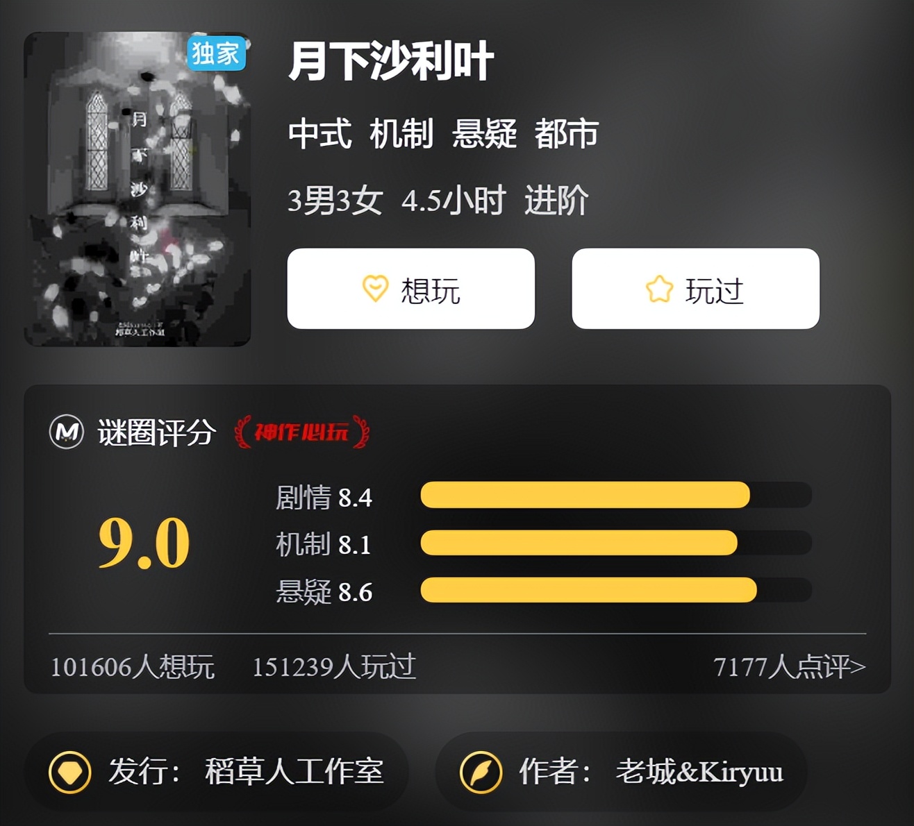 剧本杀神作,有哪些特别值得玩的剧本杀