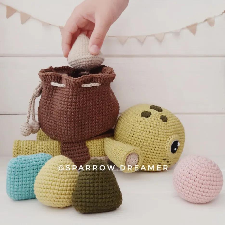 钩针小乌龟图解与教程,5厘米青蛙口金包钩针图解