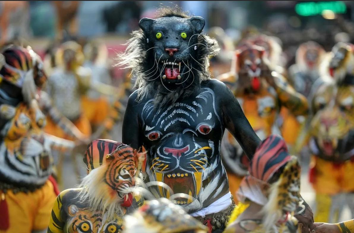 别笑！印度“老虎”*行游**：狂热艺术家们在昏厥中走向艺术巅峰