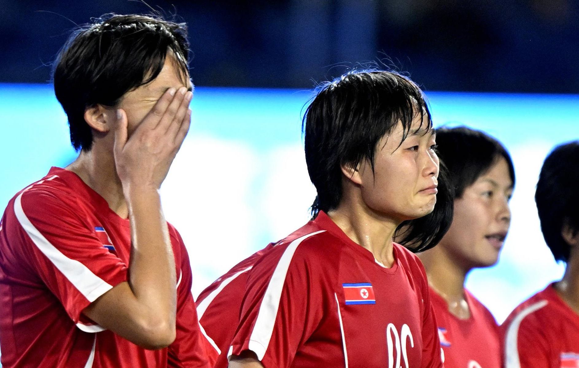 朝鲜运动员亚运会夺冠颁奖典礼,朝鲜对日本女子足球比赛