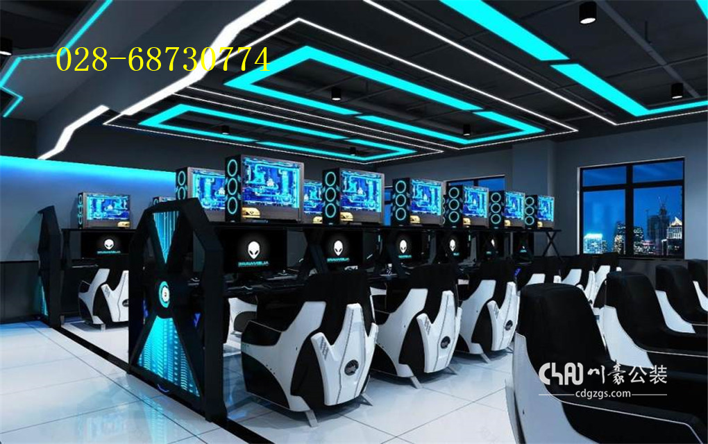 网咖科技感招牌设计,科技电竞网咖装修设计