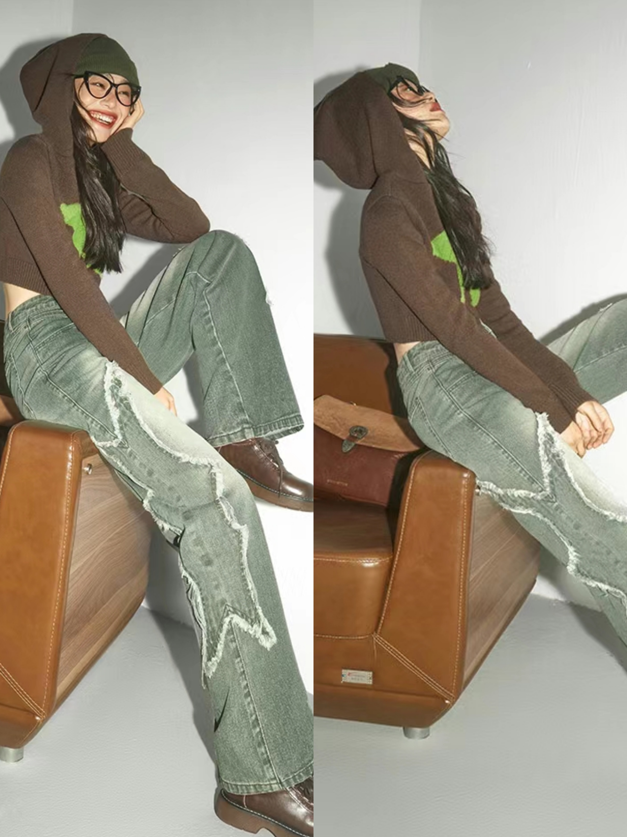 连帽开衫秋冬穿搭,女士高档羊毛短款连帽开衫