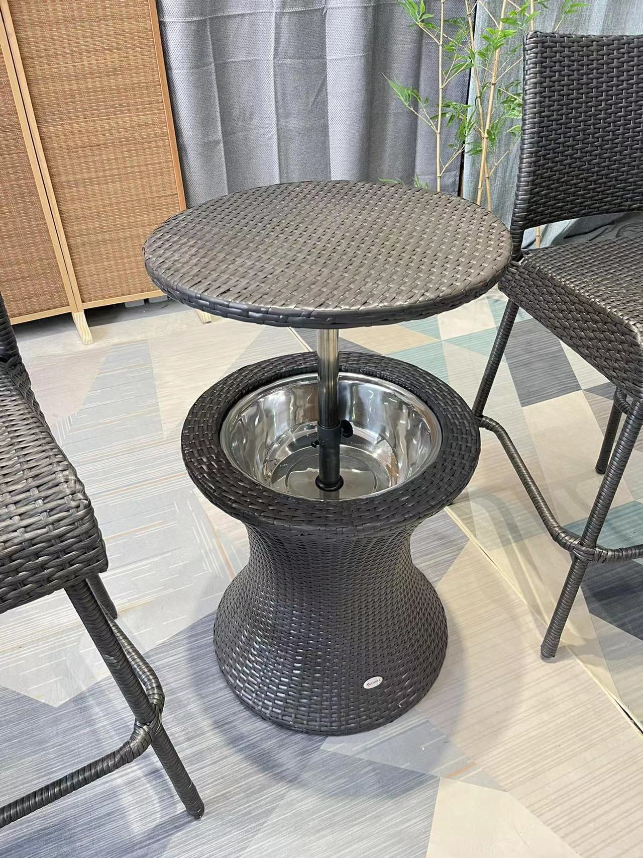 户外藤编桌椅组合五件套,户外藤编吧台桌椅