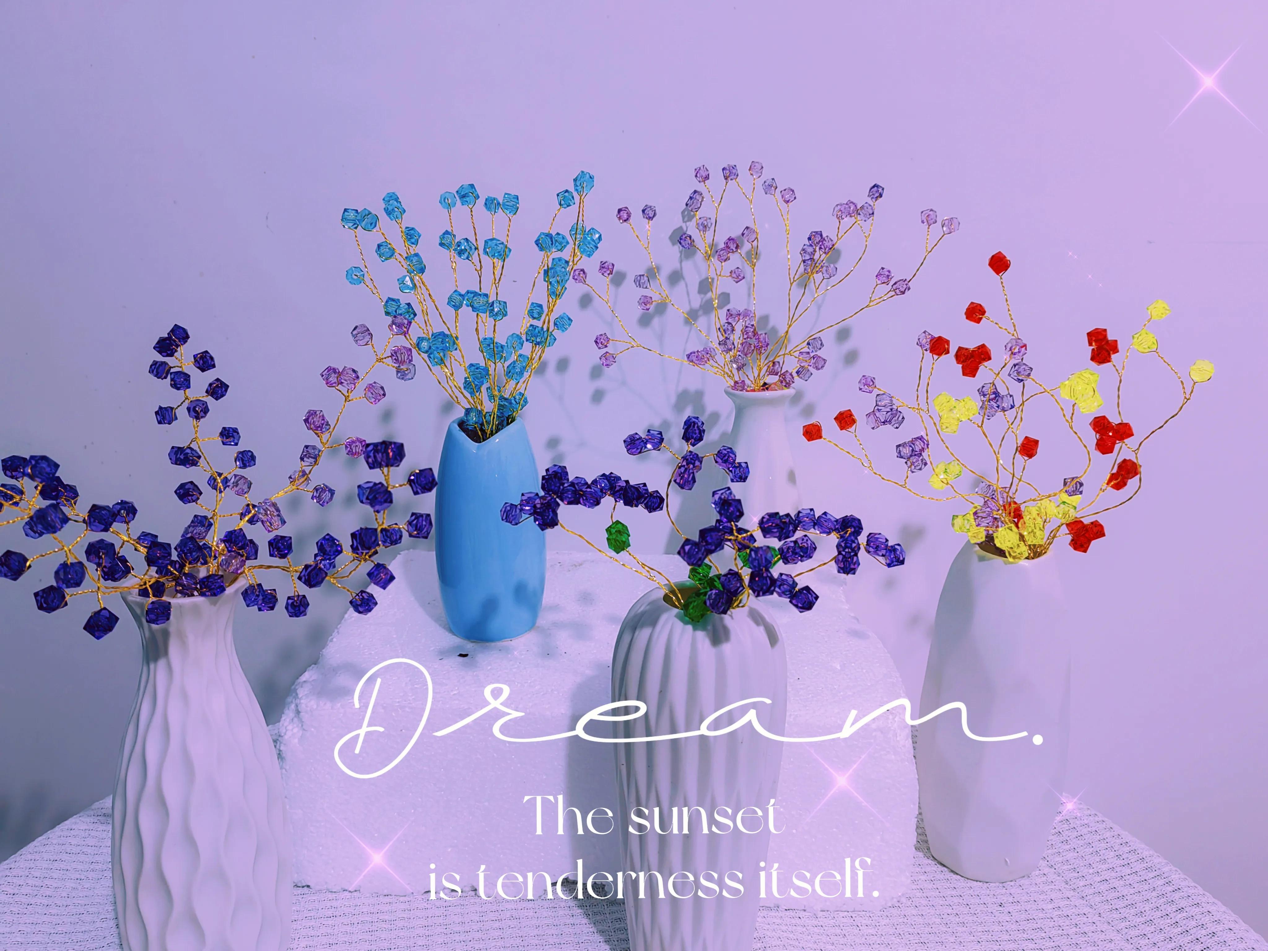 手工串珠花图片,手工串珠花样图片花瓶