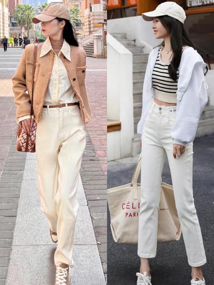 四个“白色”牛仔裤搭配思路，让你春天美得干净、整齐，还显年轻