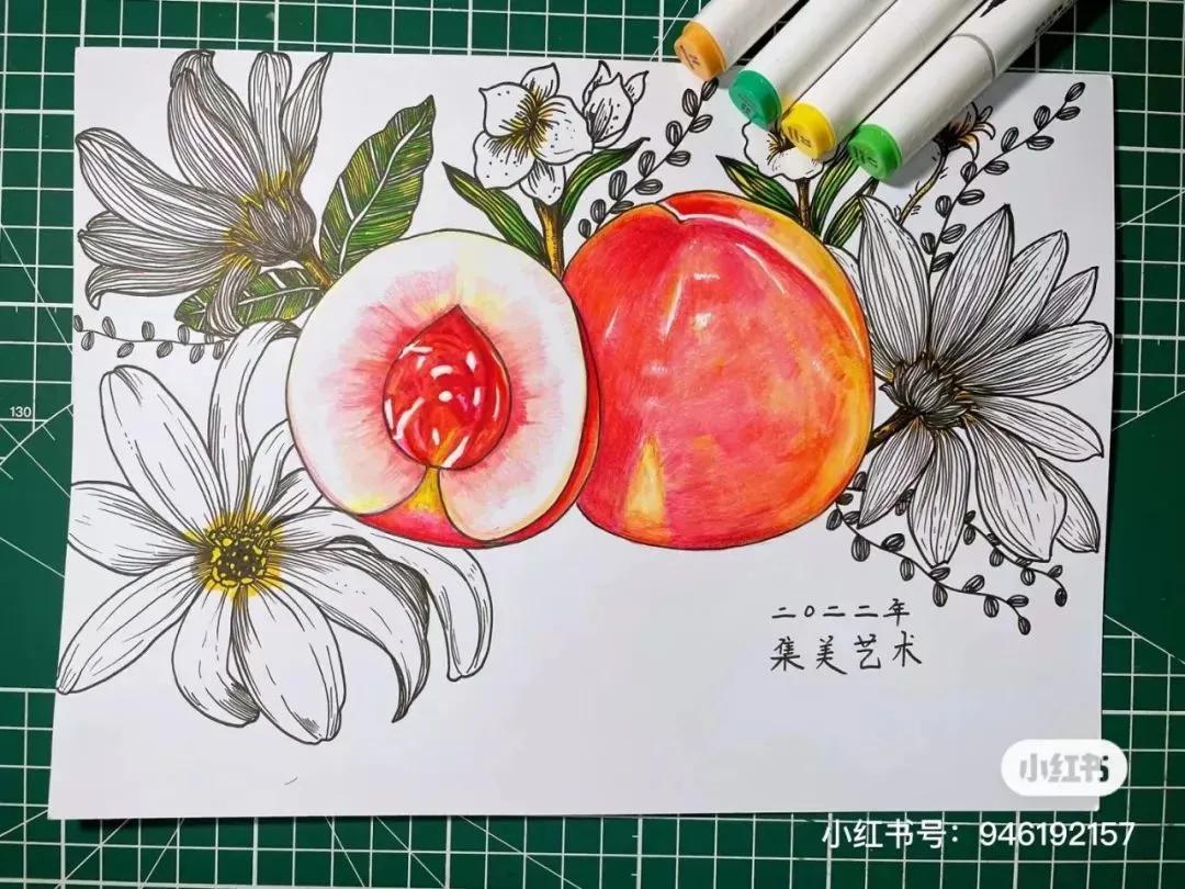 彩铅画出马克笔的效果,彩铅马克笔混合画