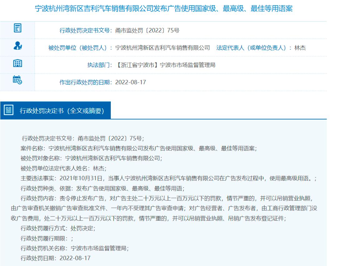 吉利违反广告怎么处理,吉利汽车违反广告法被罚