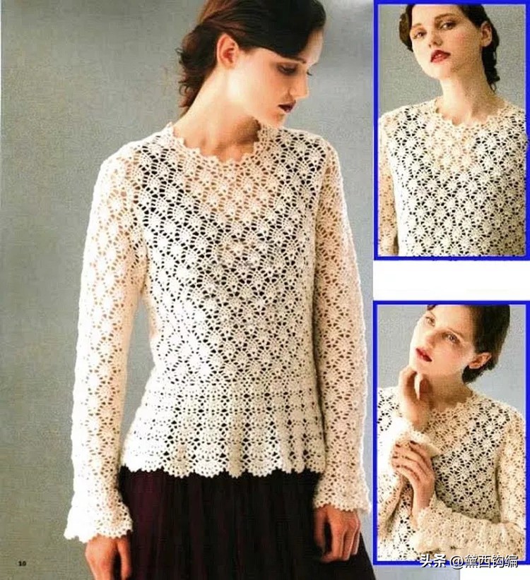 钩菠萝花套头衫详细完整的图解,手编菠萝钩针套头衫