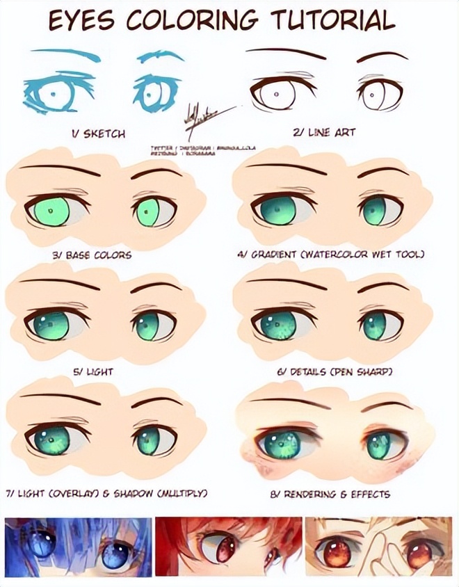 绘画素材|手绘眼睛各种练习素材参考​​​