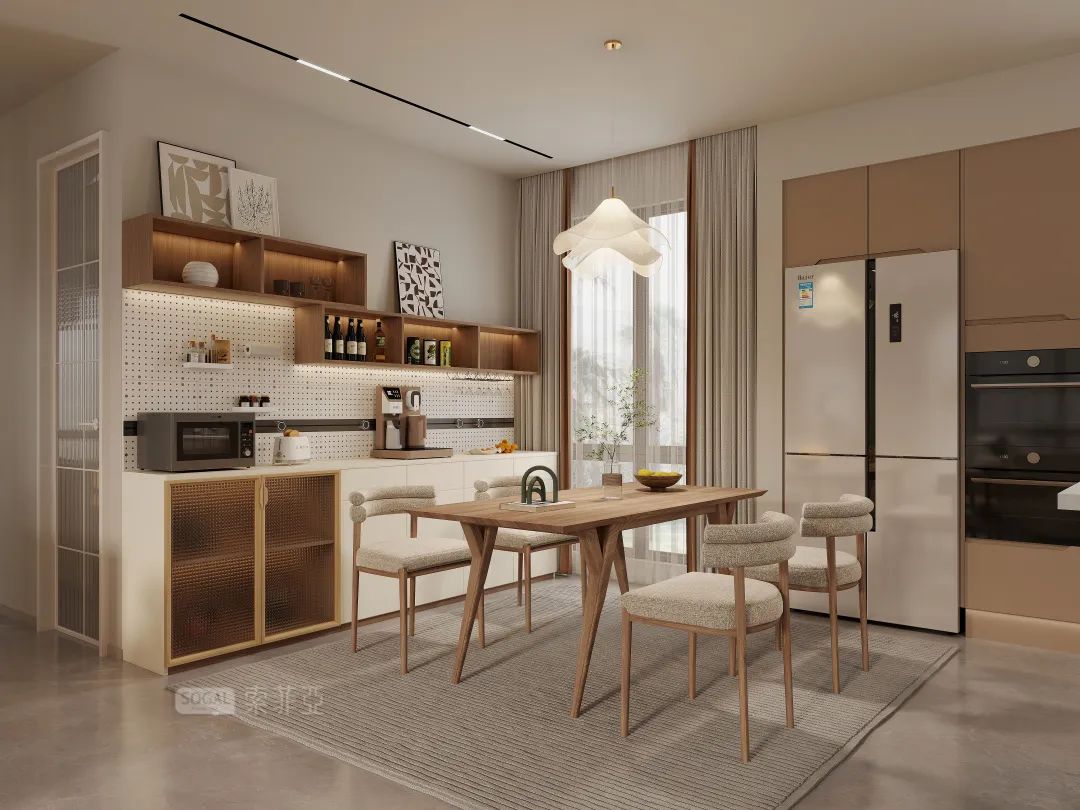 法式原木奶油风书房,奶油原木风格治愈系100平