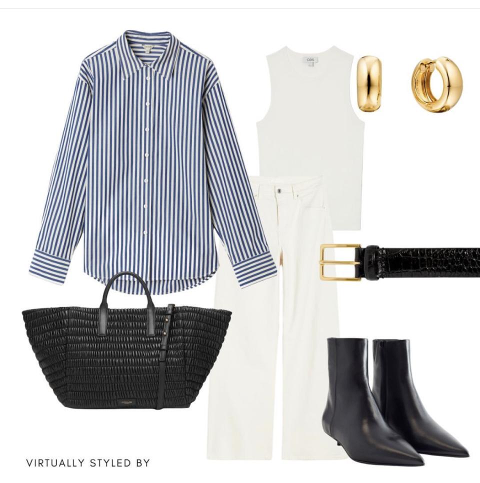 牛仔裤该如何搭配上衣和衬衫,衬衣和阔腿牛仔裤怎么搭配好看