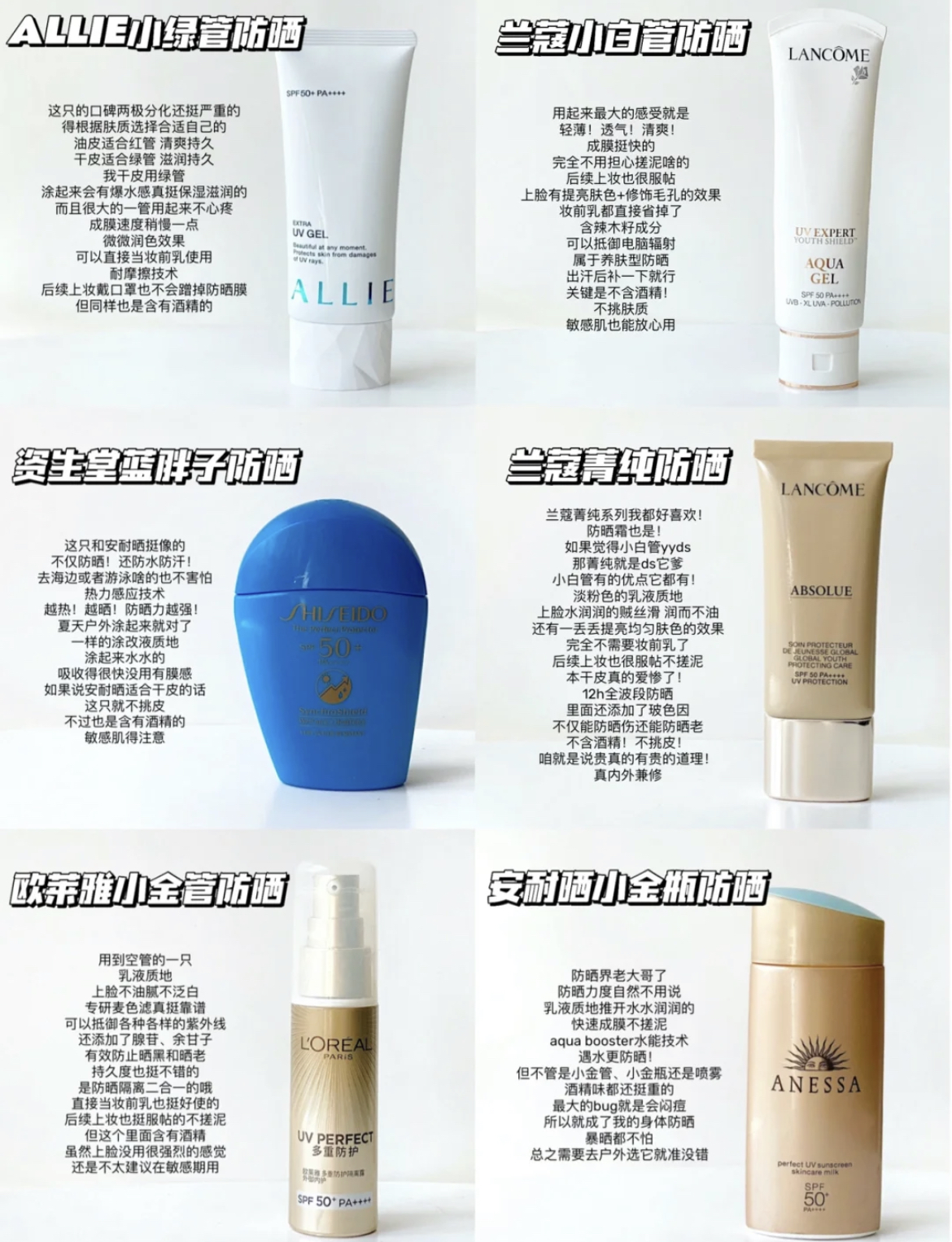 防晒兰蔻蓝胖子安热沙,安热沙防晒pk兰蔻小白瓶
