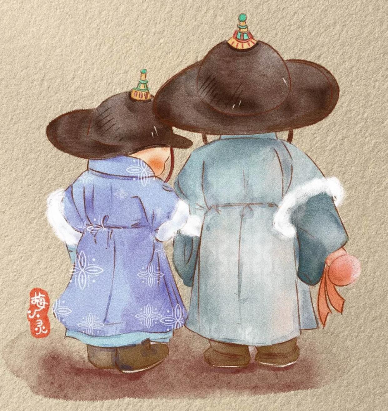 古风小插画q版萌可爱,可爱的古风人物插画