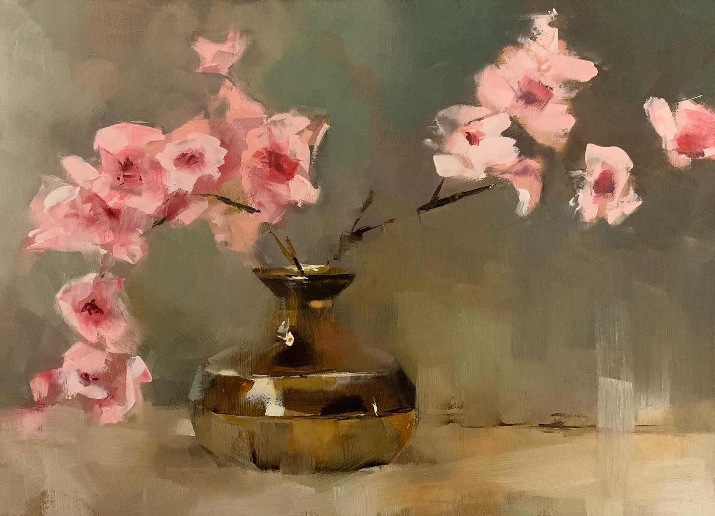 大色块静物油画,油画静物花卉色块