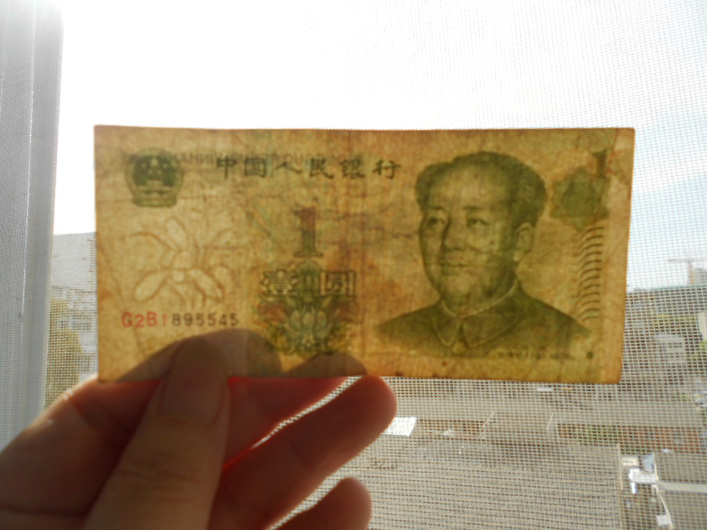 不花钱的收藏,一-正在使用的1元纸币里面的大叶兰水印和趣味号码
