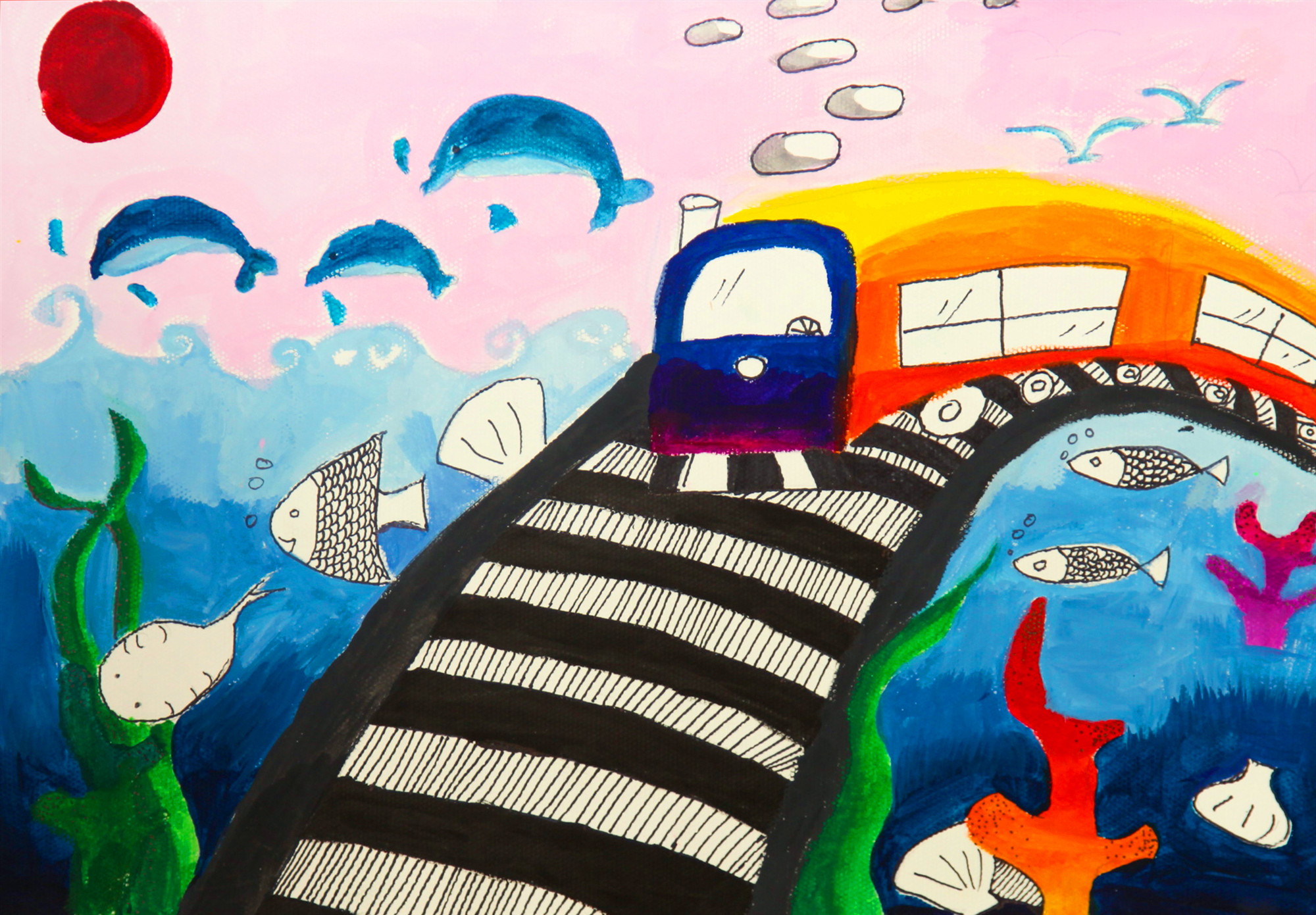 十岁小孩画的一些有难度的儿童画,儿童带有想象力创造力的画