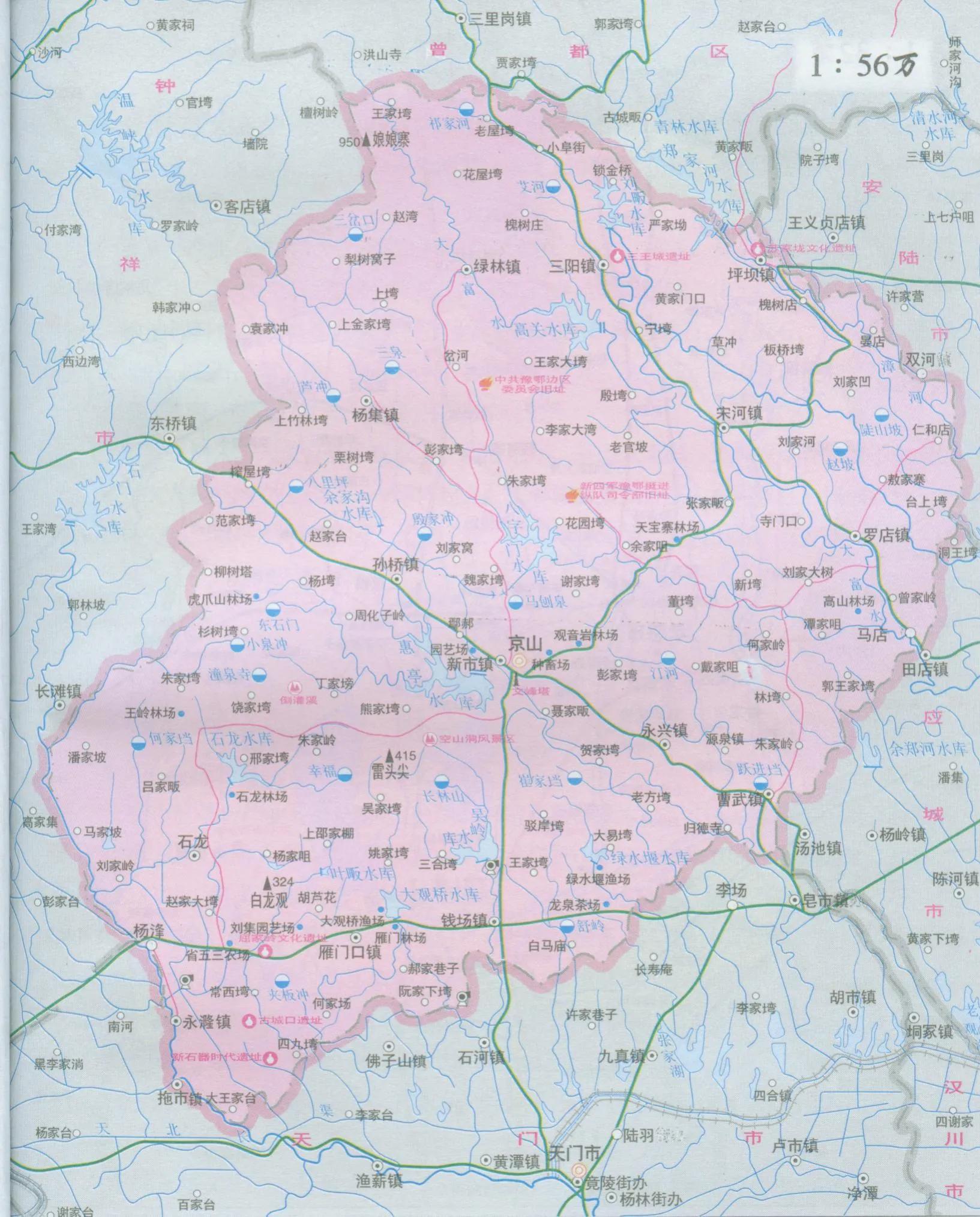 湖北省京山县城地图,湖北省直辖县级京山市