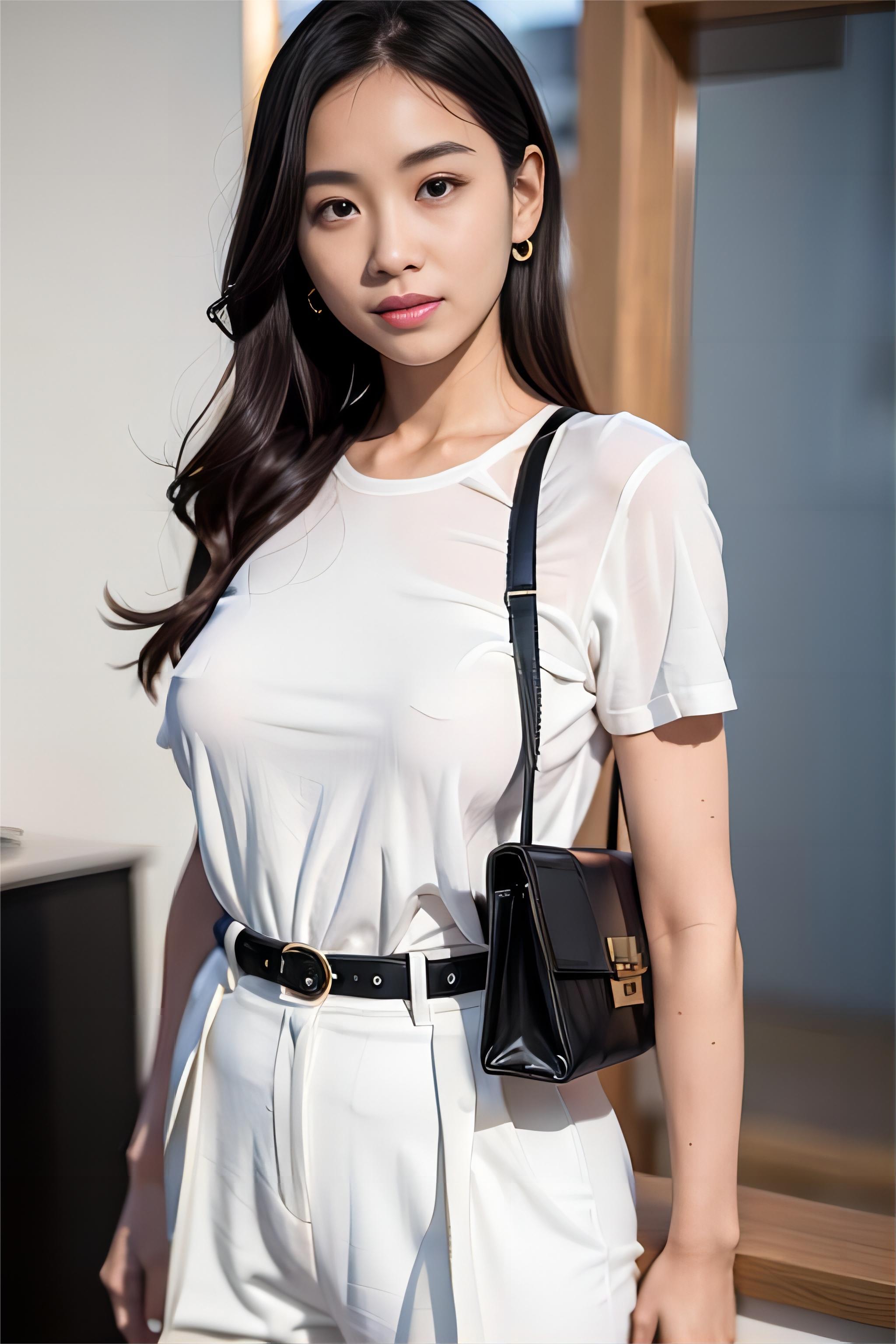 跟着AI学穿搭02T-shirt与裙裤与小皮包