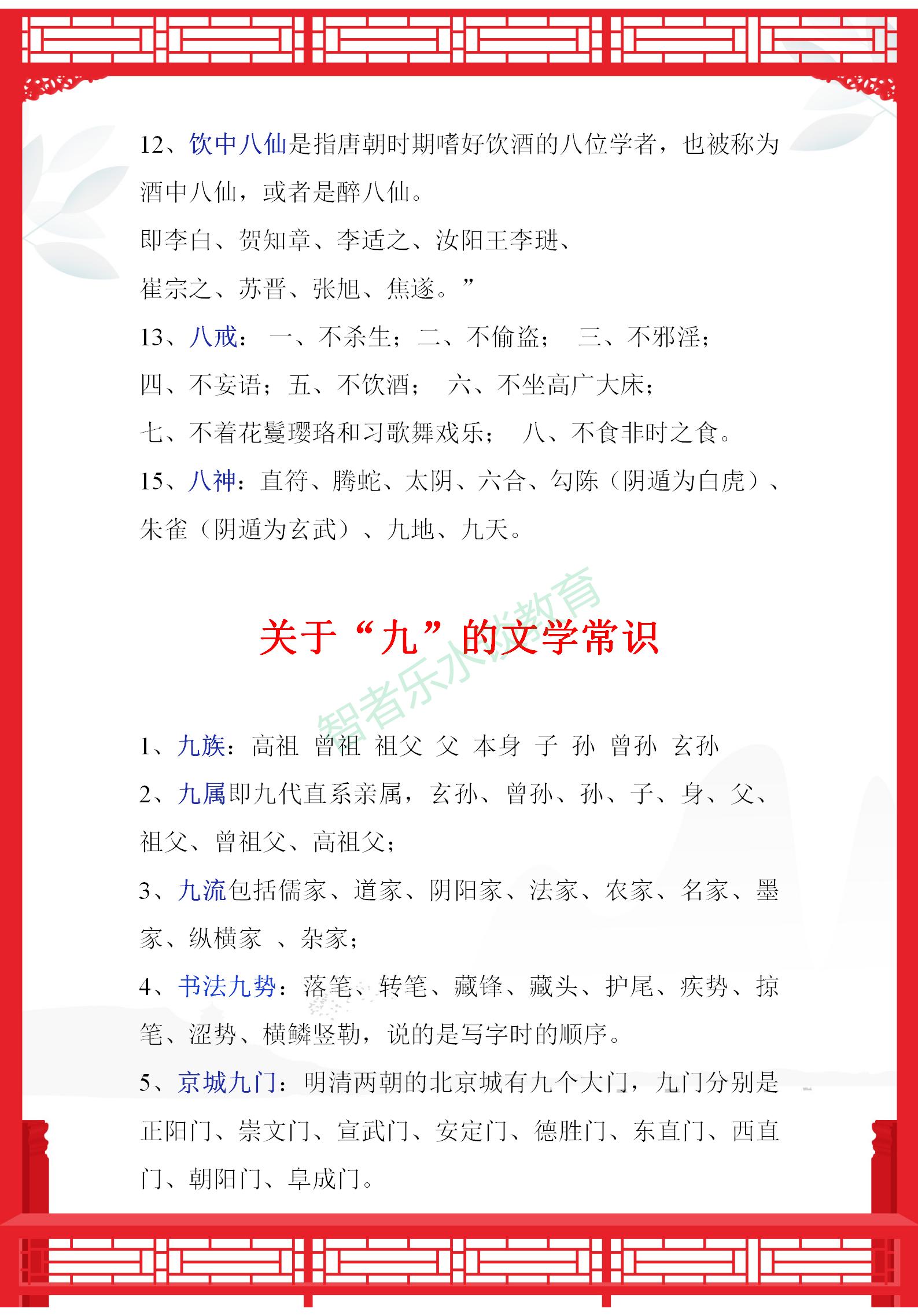 语文文学常识积累大全113页,特级语文老师整理文学常识