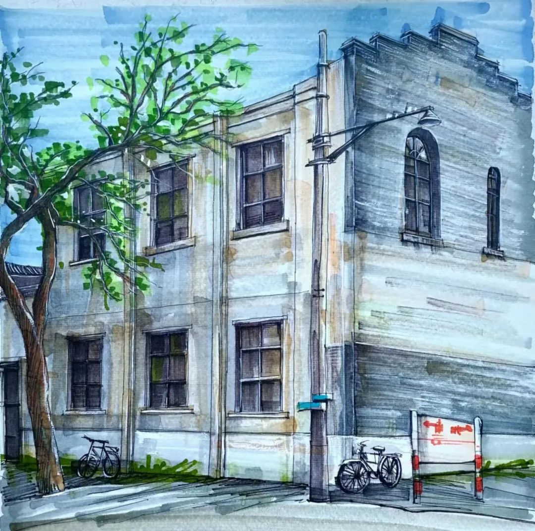 手绘图学校街景,老师手绘地图及历史景观