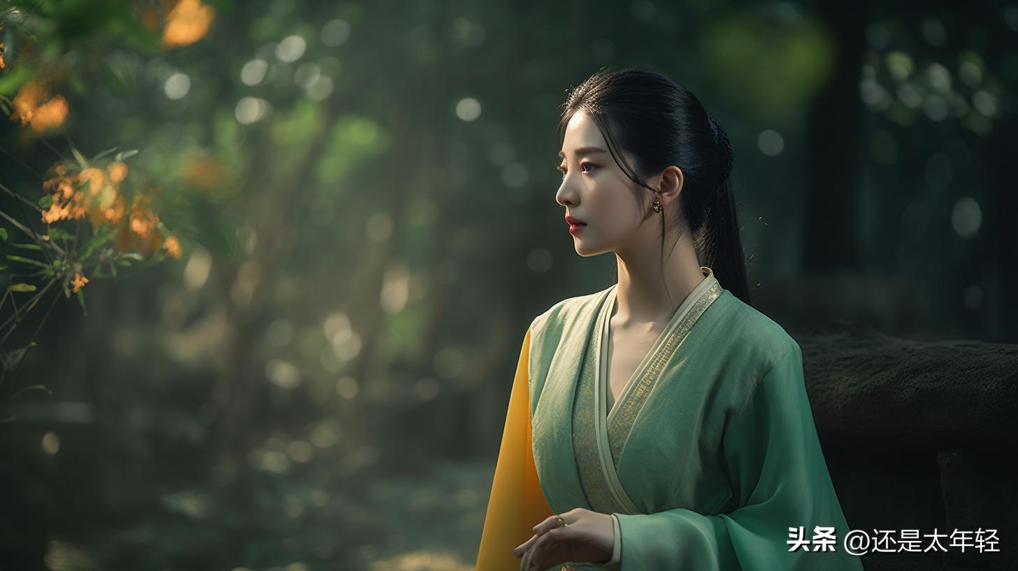 青色长袖12-15岁女童汉服,少女汉服服饰