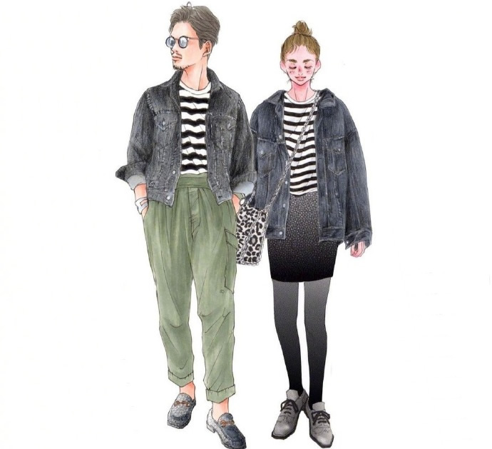 情侣装手绘款式图,好看简单的情侣装