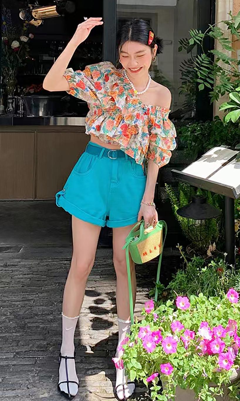 油画裙半身裙,吊带油画裙