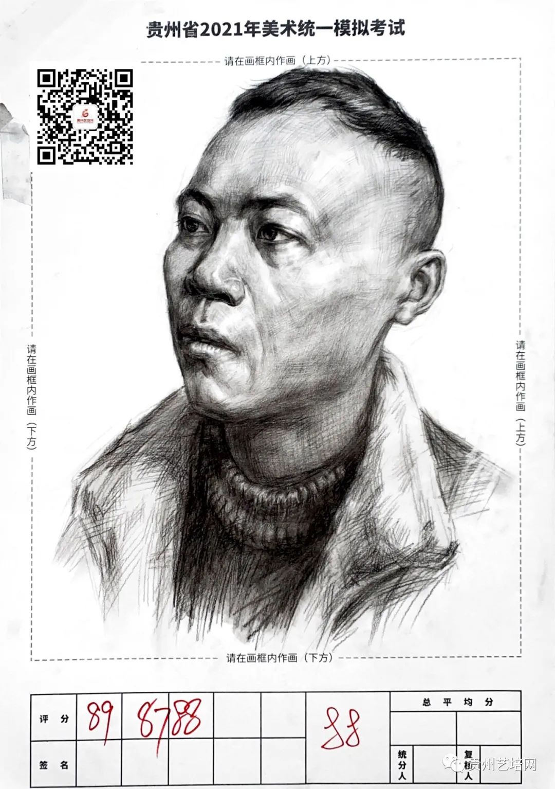 万人联考一模2024素描高分,一模静物素描高分卷