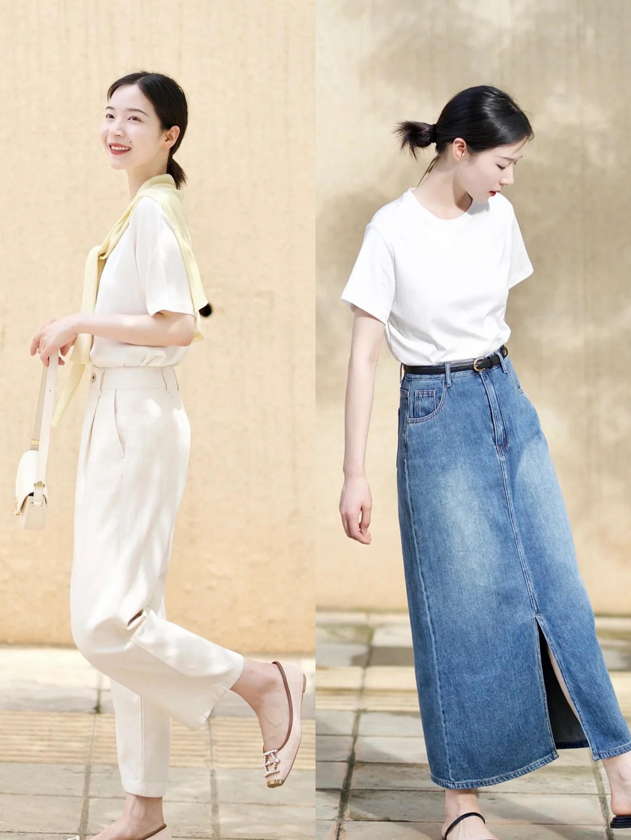 短牛仔裤半身裙怎么搭配好看,t恤裙搭配直筒牛仔裤