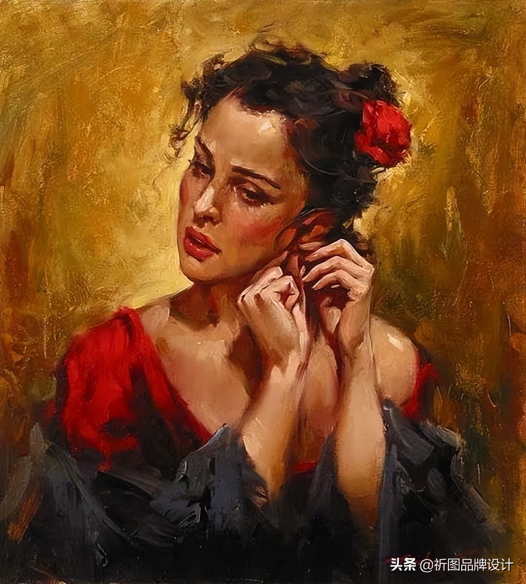 奔放狂野的舞者被安德鲁用画笔表现出来，腰窝突显的美背人体油画