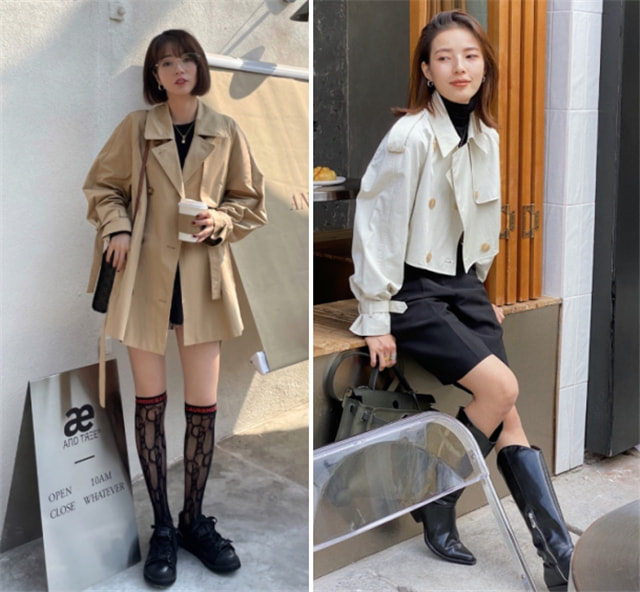 春天一件短风衣的搭配开衫,春天风衣里面搭配什么衣服学生